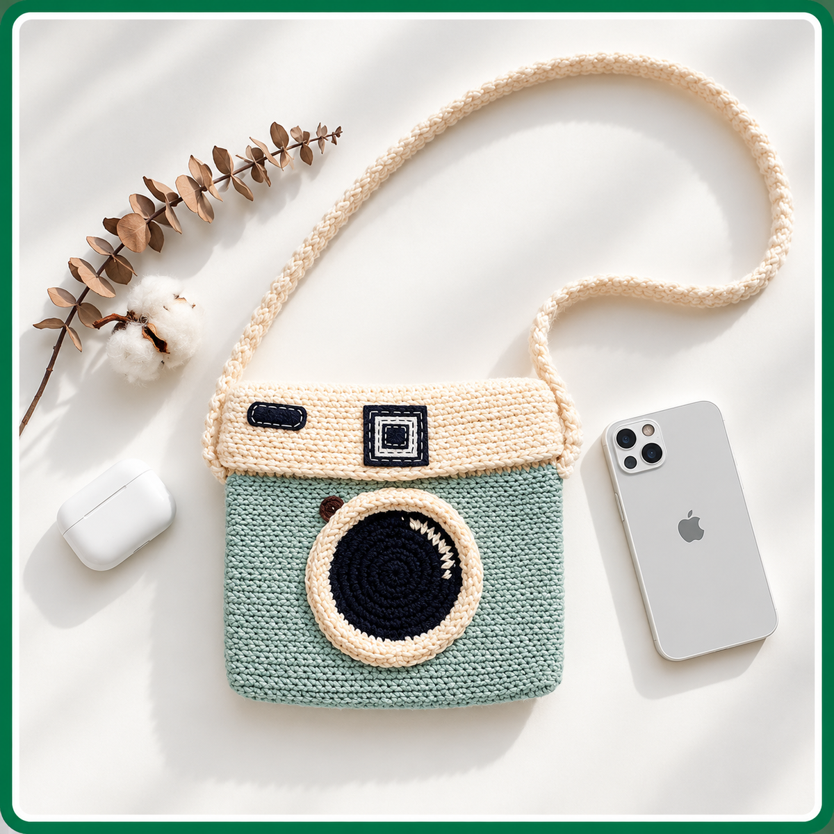 Camera Crochet Bag Pattern PDF – Lomo-Style Mini Crossbody Purse
