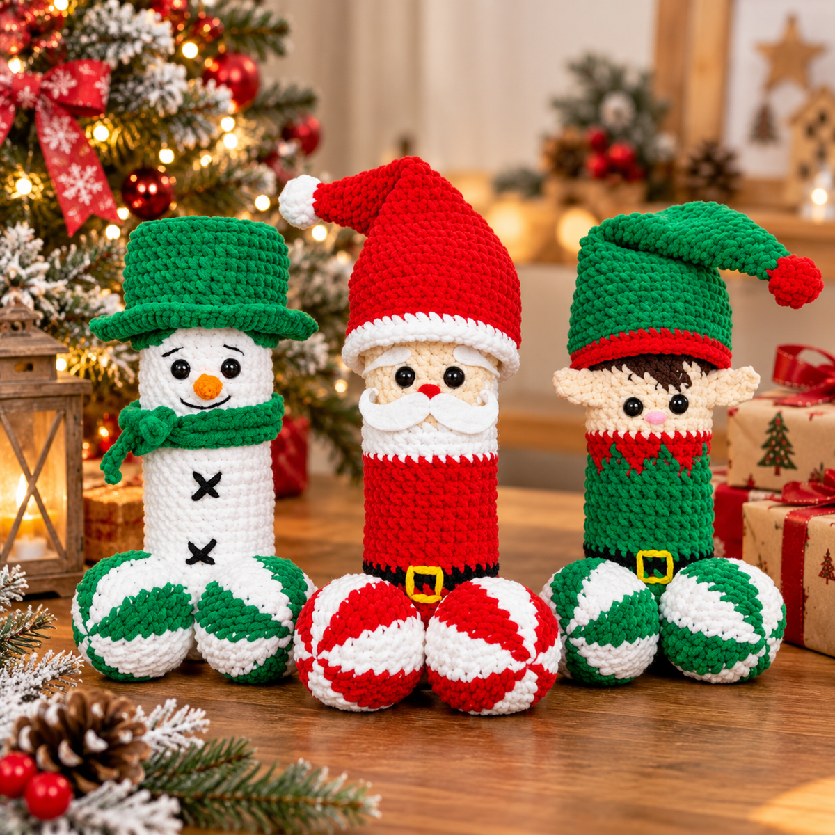Christmas Crochet Pattern Bundle | Santa Elf Snowman Amigurumi | 3 in 1 Holiday Crochet PDF | Christmas Gift Decor