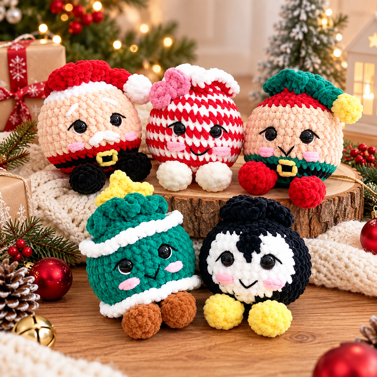 Christmas Crochet Add-On Pattern for Dimple the Dumpling – 5 Holiday Amigurumi PDF