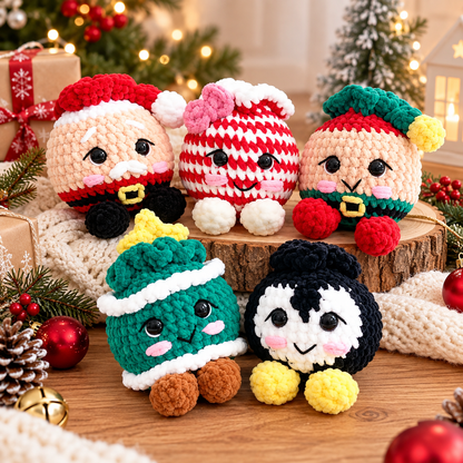 Christmas Crochet Add-On Pattern for Dimple the Dumpling – 5 Holiday Amigurumi PDF
