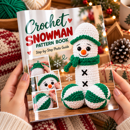 Christmas Crochet Pattern Book – Printed 8" x 8" Glossy Softcover – Snowmen, Santa, Elves, Christmas Trees, Baubles & Pinecone Ornaments
