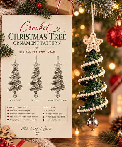 Crochet Christmas Tree Pattern | Spiral Hanging Ornament | Christmas Tree Decor | Holiday Crochet PDF | Instant Download