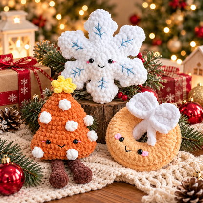 7 in 1 Christmas Gingerbread Crochet Pattern Bundle – 7 Holiday Amigurumi Ornaments PDF