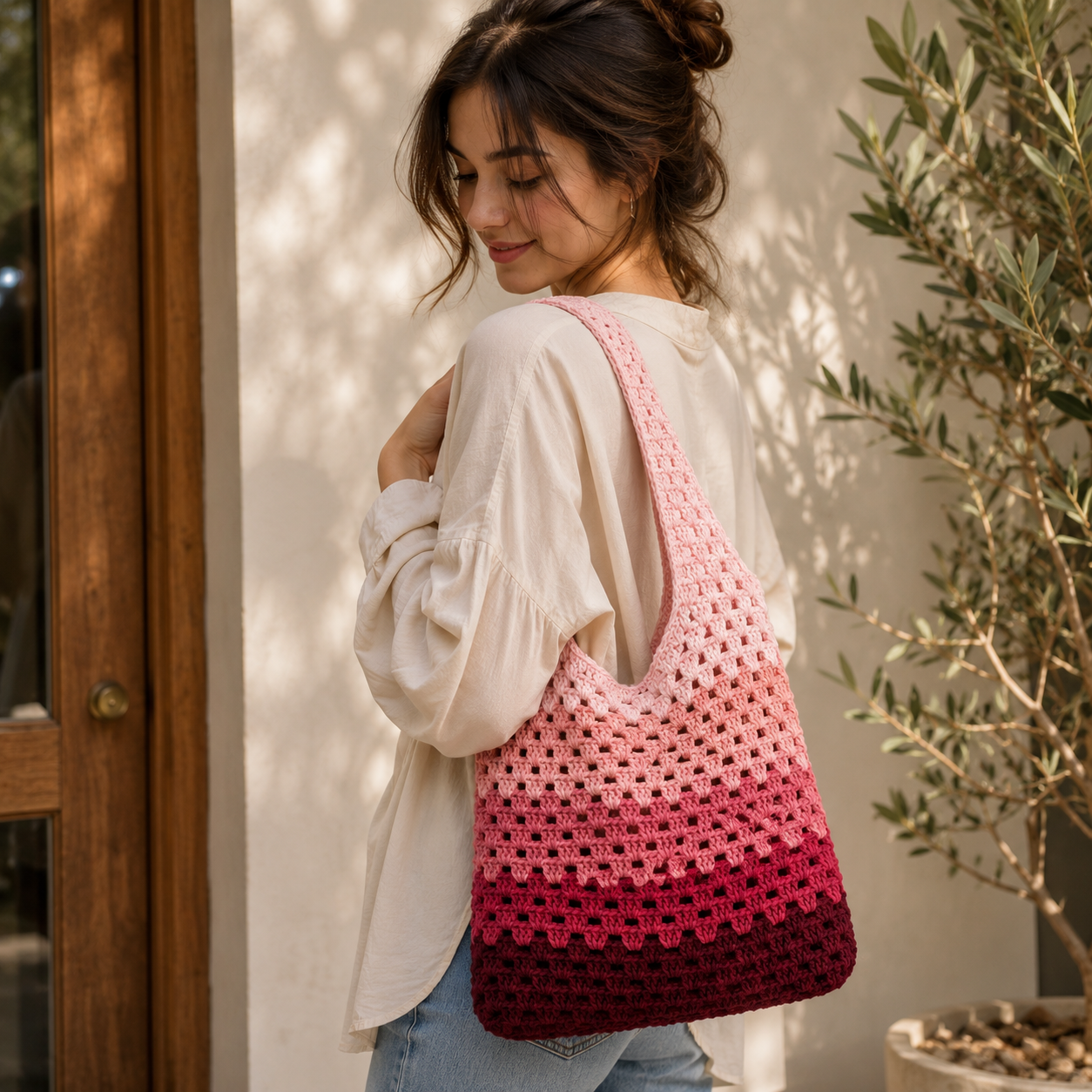 Granny Stitch Tote Bag Crochet Pattern PDF | Ombre Market Bag Tutorial | Beginner Crochet Bag Pattern | Instant Digital Download