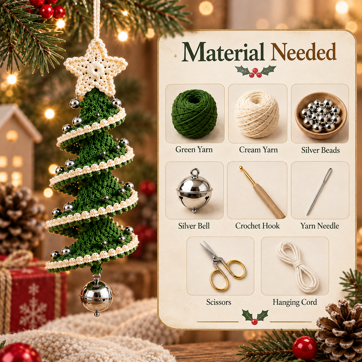 Crochet Christmas Tree Pattern | Spiral Hanging Ornament | Christmas Tree Decor | Holiday Crochet PDF | Instant Download