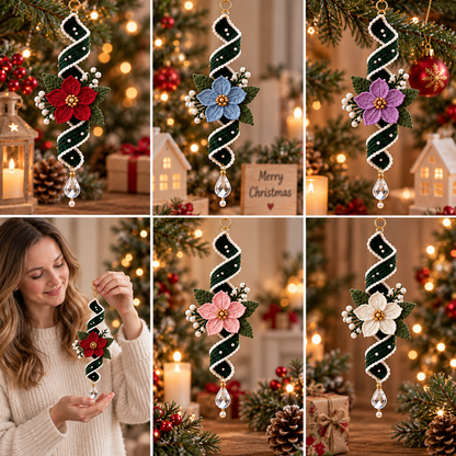 Crochet Christmas Wind Spinner Pattern | Poinsettia Hanging Ornament | Spiral Christmas Decor | Crochet PDF | Instant Download