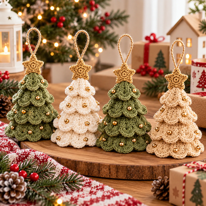 Crochet Christmas Tree Ornament Pattern | Scalloped Christmas Tree | Holiday Crochet Decor | Christmas PDF Pattern | Instant Download