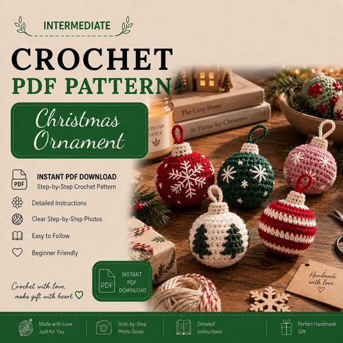 Crochet Christmas Ornament Pattern PDF | Christmas Bauble Crochet Pattern | Beginner Friendly Holiday Tree Decor | Handmade Xmas Ornament | Instant Download