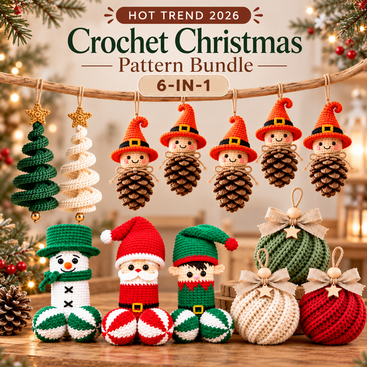 Christmas Crochet Pattern PDF Bundle – Holiday Ornaments, Snowmen, Trees & Christmas Characters