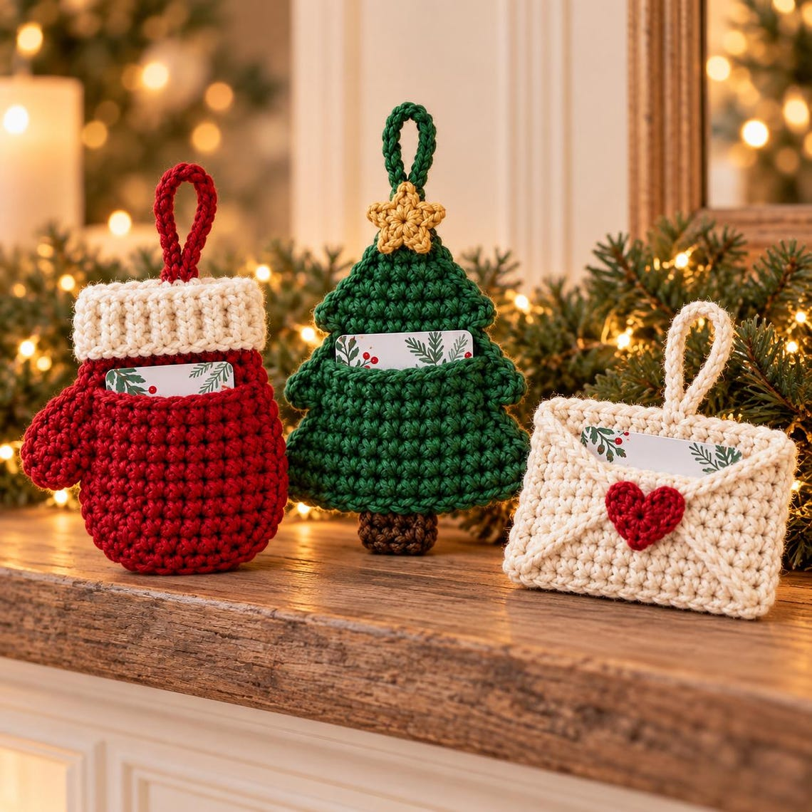 Crochet Gift Card Holder Pattern PDF, Christmas Gift Card Holder Crochet Pattern, 3 Festive PDF Designs