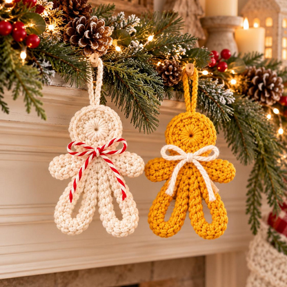 Gingerbread Crochet Ornament Pattern PDF, Flat Christmas Decor