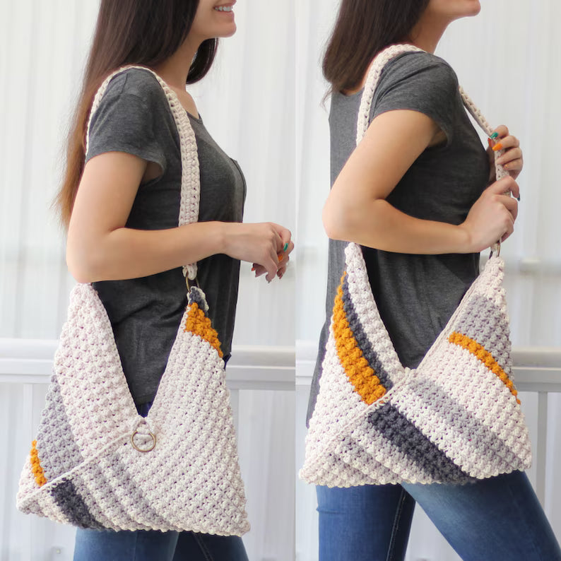 VEGAS Crochet Handbag Pattern PDF | Folded Boho Tote Bag Tutorial | Beginner-Friendly Crochet Purse | Market & Beach Bag | Instant Digital Download