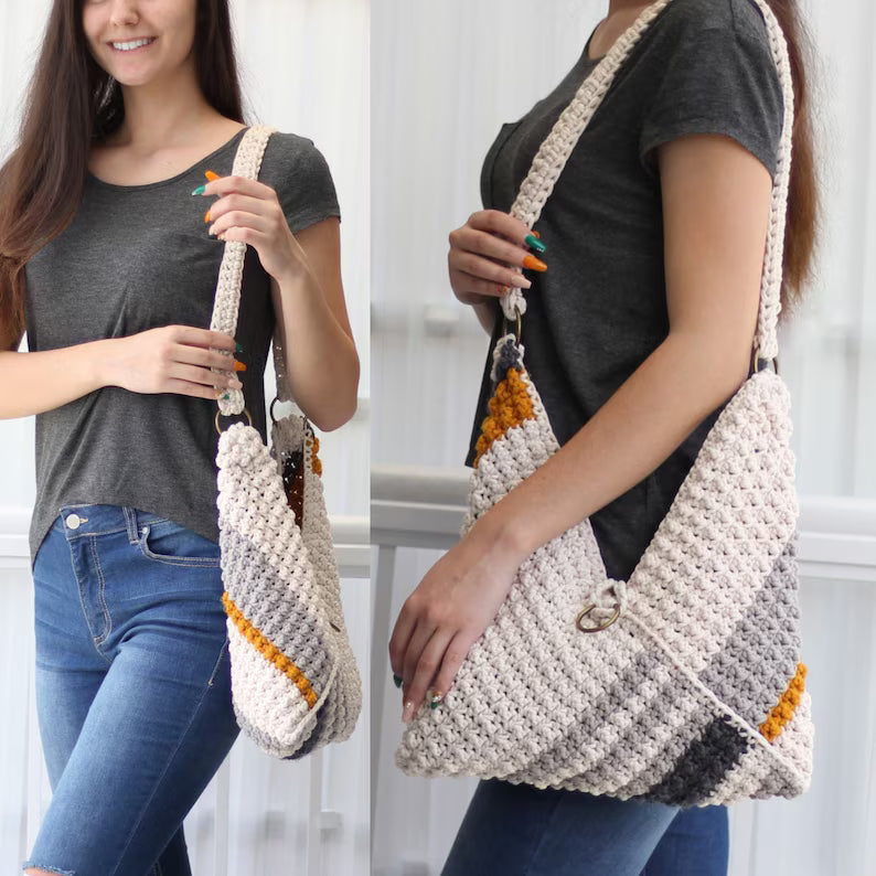 VEGAS Crochet Handbag Pattern PDF | Folded Boho Tote Bag Tutorial | Beginner-Friendly Crochet Purse | Market & Beach Bag | Instant Digital Download