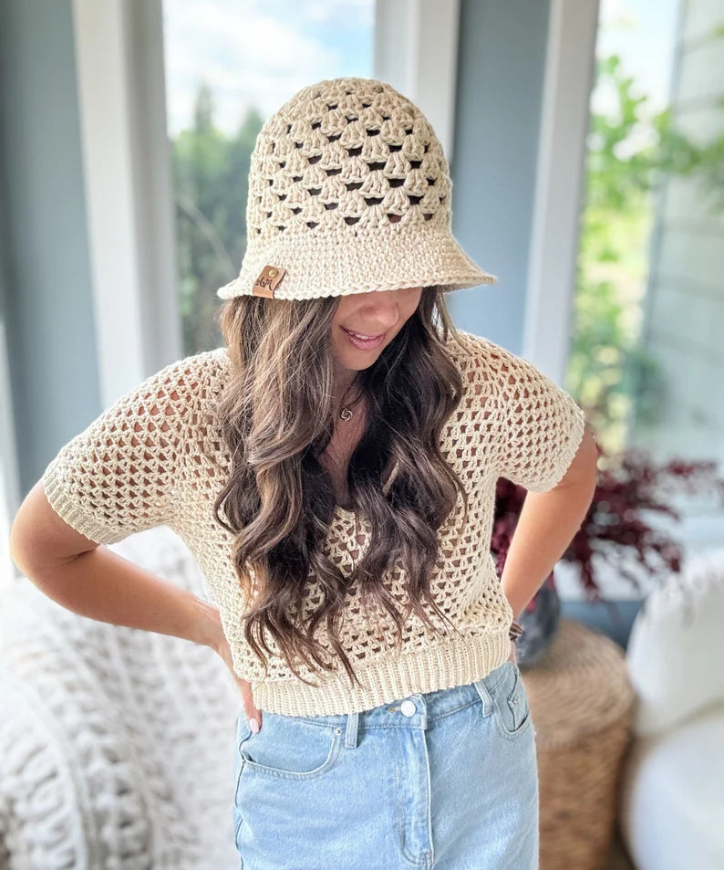 CROCHET PATTERN/ Wallflower Granny Stitch Hat, Crochet Bucket Hat Pattern, Crochet Summer Hat Pattern