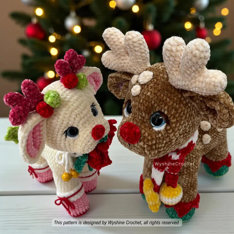 3-in-1 Christmas Reindeer Family Crochet Pattern PDF | Reindeer Amigurumi Bundle | Holiday Plushie Pattern | Christmas Crochet Decor | Instant Download