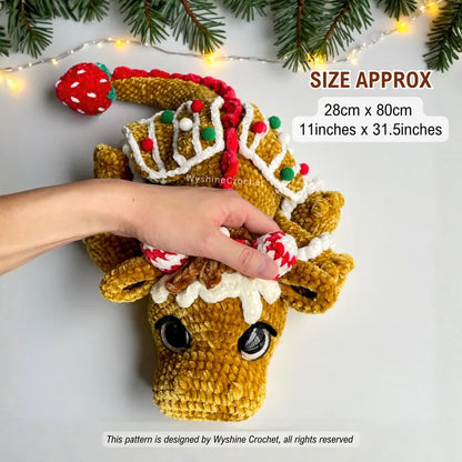 Gingerbread Dragon Crochet Pattern PDF | Christmas Dragon Amigurumi Plush Pattern | Holiday Crochet Decor & Handmade Gift | Instant Download