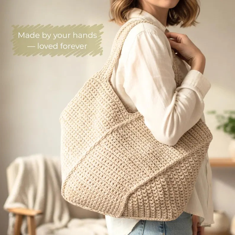 Crochet Tote Bag Pattern PDF | Beginner-Friendly Shoulder Bag Tutorial | Modern Beach Tote | Shopping Bag Crochet Pattern | Instant Download + Video Tutorial