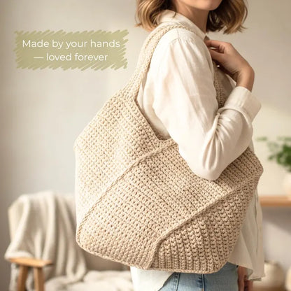 Crochet Tote Bag Pattern PDF | Beginner-Friendly Shoulder Bag Tutorial | Modern Beach Tote | Shopping Bag Crochet Pattern | Instant Download + Video Tutorial