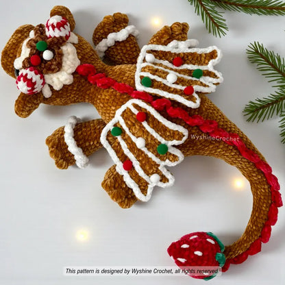 Gingerbread Dragon Crochet Pattern PDF | Christmas Dragon Amigurumi Plush Pattern | Holiday Crochet Decor & Handmade Gift | Instant Download