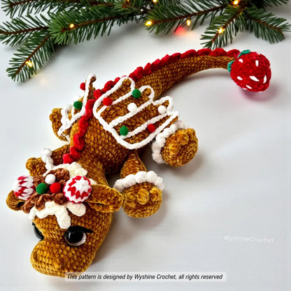Gingerbread Dragon Crochet Pattern PDF | Christmas Dragon Amigurumi Plush Pattern | Holiday Crochet Decor & Handmade Gift | Instant Download