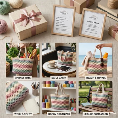Granny Stitch Reusable Cotton Market Bag Crochet Pattern PDF | Beginner-Friendly Tote Bag | Farmer's Market & Beach Bag | Instant Digital Download