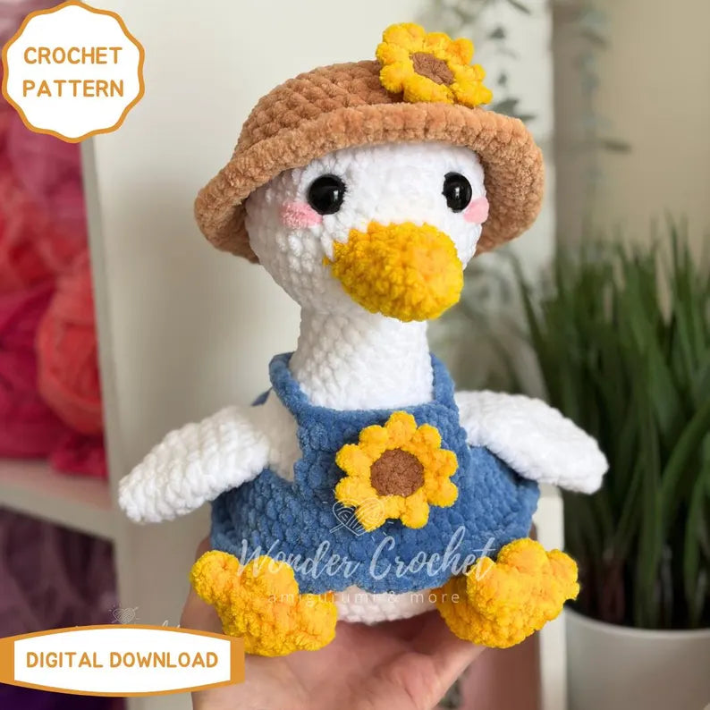 No-Sew Dress-Up Goose Crochet Pattern PDF | Goose Amigurumi Plush with 5 Cute Outfits | Spring Farm Animal Crochet | Digital Download