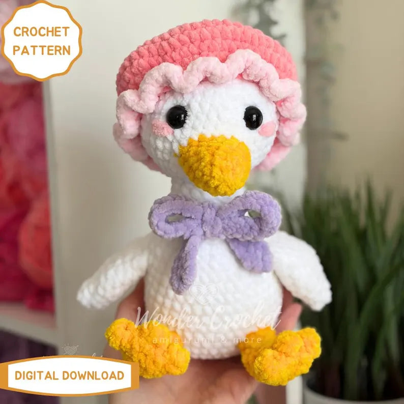 No-Sew Dress-Up Goose Crochet Pattern PDF | Goose Amigurumi Plush with 5 Cute Outfits | Spring Farm Animal Crochet | Digital Download