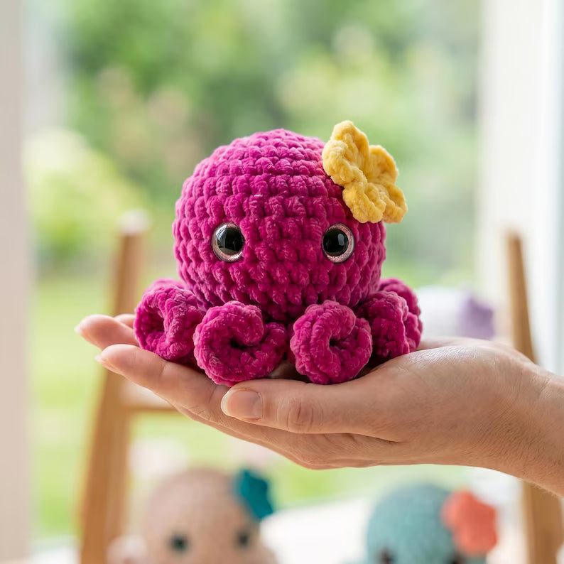 No-Sew Octopus Crochet Pattern PDF – Cute Amigurumi Plush Octopus | Beginner Digital Download with Step-by-Step Video Tutorial