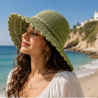 Crochet Sun Hat Pattern PDF – Scalloped Wide Brim Beach Hat | Summer Boho Sun Hat | Instant Digital Download with Video Tutorial