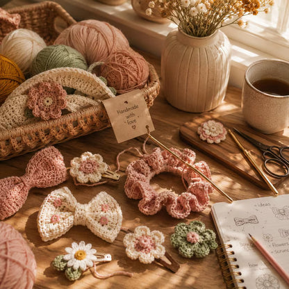 50+ Crochet Hair Accessory Patterns PDF Bundle – Bows, Scrunchies, Flowers, Headbands & Bandanas | Instant Digital Download with Video Tutorial