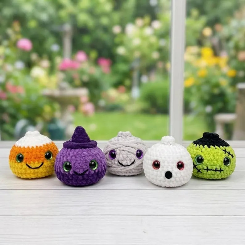 5-in-1 Halloween Dumpling & Steamer Crochet Pattern PDF – 5 Cute No-Sew Amigurumi Plushies | Beginner Digital Download with Step-by-Step Video Tutorial