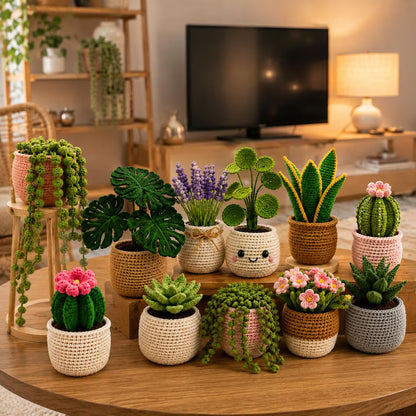 12-in-1 Crochet Plant Patterns Bundle PDF – Amigurumi Houseplants, Succulents & Cactus | Digital Download with Step-by-Step Video Tutorial