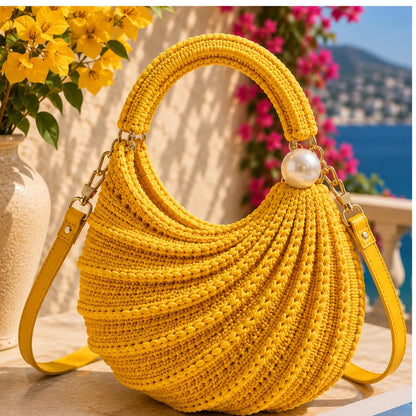 Golden Wool™ |Wave Pattern Crochet Handbag PDF Pattern | Elegant Crochet Purse Tutorial | Step-by-Step Photo Guide + Detailed Video Tutorial | Instant Digital Download