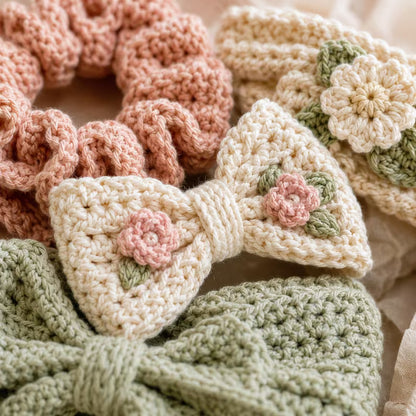50+ Crochet Hair Accessory Patterns PDF Bundle – Bows, Scrunchies, Flowers, Headbands & Bandanas | Instant Digital Download with Video Tutorial