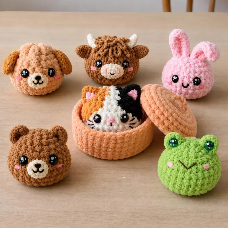 7-in-1  Dumplings & Steamer Crochet Pattern PDF – 7 Cute No-Sew Animal Dumplings | Beginner Digital Download with Step-by-Step Video Tutorial