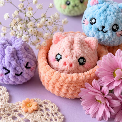 Animal Dumpling Amigurumi Crochet Pattern PDF – 6 Cute Mini Plushies & Gift Basket | Easy Digital Download with Step-by-Step Guide