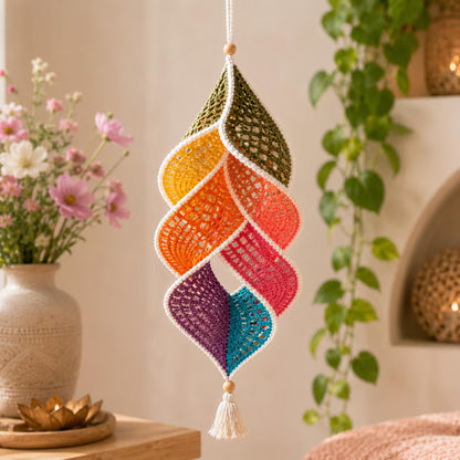 Crochet Wind Spinner Pattern PDF | Rainbow Spiral Hanging Decor | Boho Garden Ornament | Beginner-Friendly | Instant Download + Video Tutorial