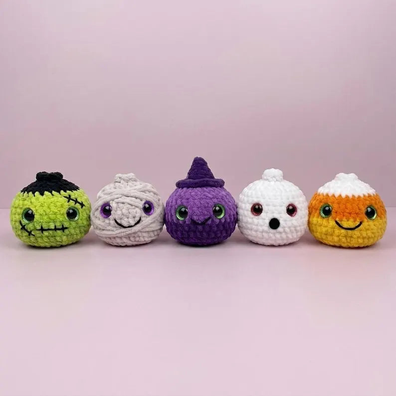5-in-1 Halloween Dumpling & Steamer Crochet Pattern PDF – 5 Cute No-Sew Amigurumi Plushies | Beginner Digital Download with Step-by-Step Video Tutorial