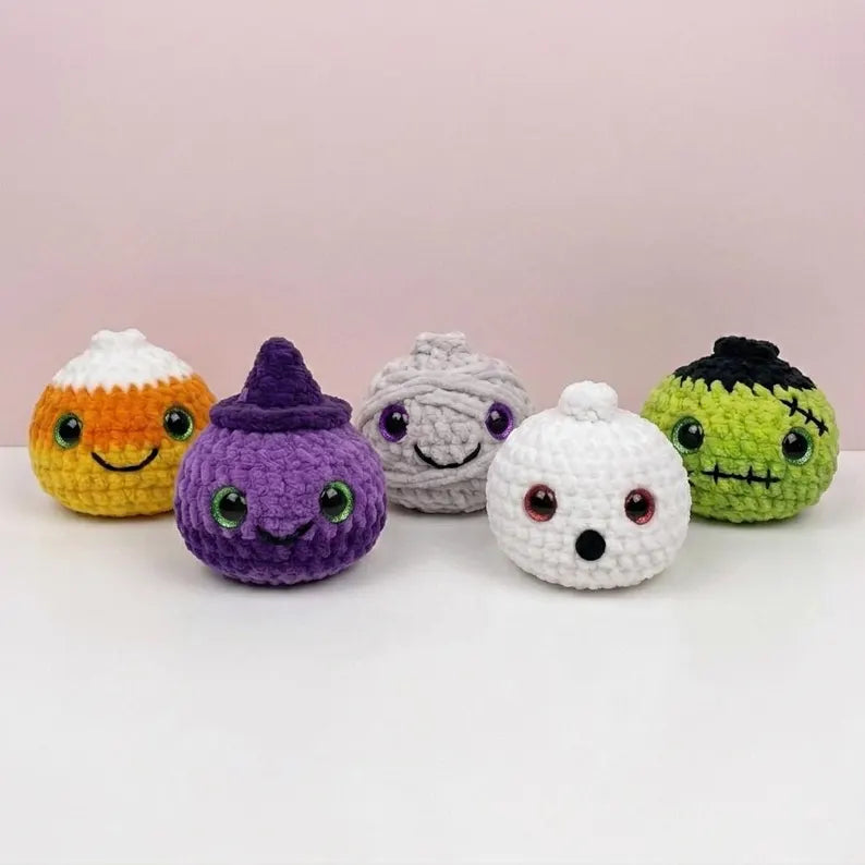 5-in-1 Halloween Dumpling & Steamer Crochet Pattern PDF – 5 Cute No-Sew Amigurumi Plushies | Beginner Digital Download with Step-by-Step Video Tutorial