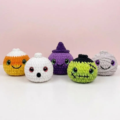 5-in-1 Halloween Dumpling & Steamer Crochet Pattern PDF – 5 Cute No-Sew Amigurumi Plushies | Beginner Digital Download with Step-by-Step Video Tutorial