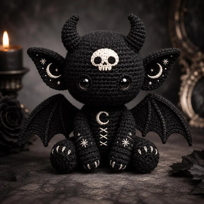 Gothic Bat Crochet Pattern PDF | Nocturne Batling Amigurumi with Skull & Moon Details | Spooky Halloween Decor | Instant Download