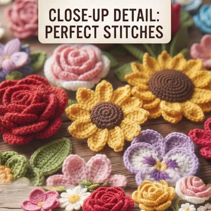 Golden Wool™ |400+ Crochet Flower Patterns Bundle | PDF Crochet Bouquet Collection | Roses, Tulips, Sunflowers & More | Step-by-Step Guide + Video Tutorial