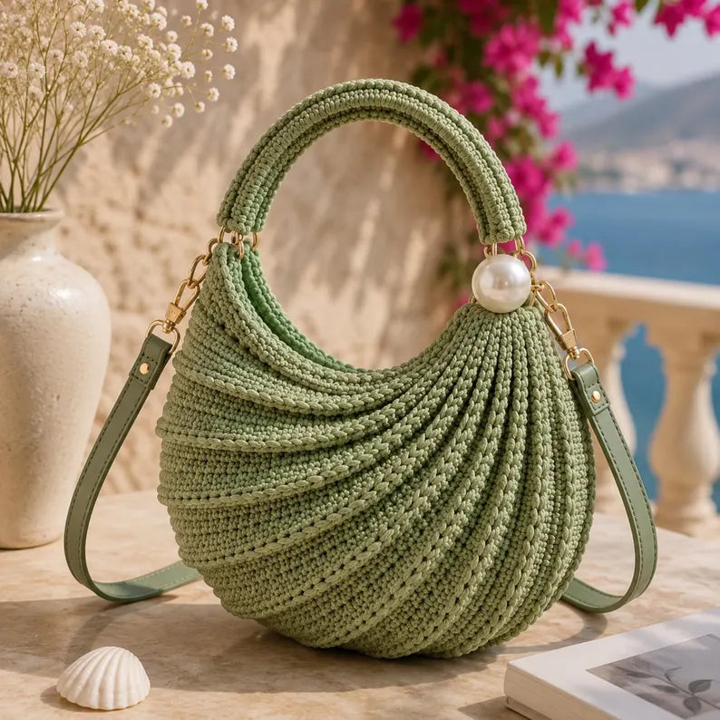 Golden Wool™ |Wave Pattern Crochet Handbag PDF Pattern | Elegant Crochet Purse Tutorial | Step-by-Step Photo Guide + Detailed Video Tutorial | Instant Digital Download
