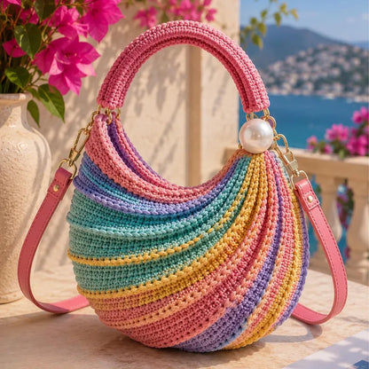 Golden Wool™ |Wave Pattern Crochet Handbag PDF Pattern | Elegant Crochet Purse Tutorial | Step-by-Step Photo Guide + Detailed Video Tutorial | Instant Digital Download