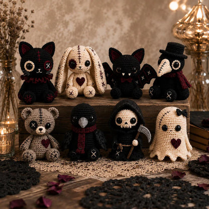8⁺ Gothic Crochet Pattern Bundle | Creepy Cute Amigurumi Dolls | Halloween Plush PDF Patterns | Instant Digital Download