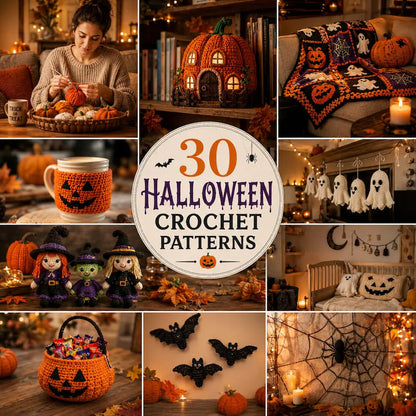 30 Halloween Crochet Patterns Bundle PDF | Ghosts, Pumpkins, Witches, Bats & Spooky Amigurumi | Beginner Friendly | Instant Download