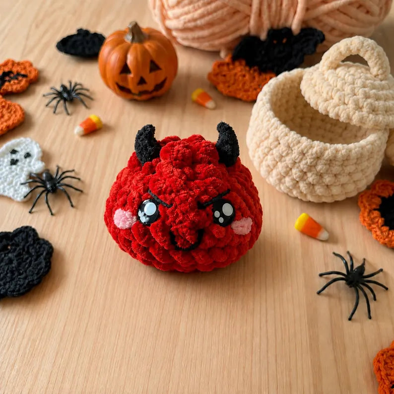 5 in 1_ Halloween Dumplings & Steamer Crochet Pattern PDF – 5 Cute No-Sew Spooky Amigurumi Plushies | Digital Download with Step-by-Step Video Tutorial