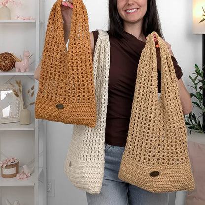 5 Sizes Easy Crochet Bag Pattern PDF | Sydney Crochet Tote Bag | Mesh Market Bag | Beach & Shopping Bag | Beginner-Friendly | Instant Download + Video Tutorial