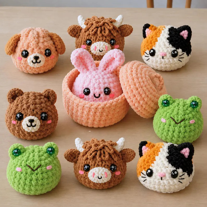 7-in-1  Dumplings & Steamer Crochet Pattern PDF – 7 Cute No-Sew Animal Dumplings | Beginner Digital Download with Step-by-Step Video Tutorial