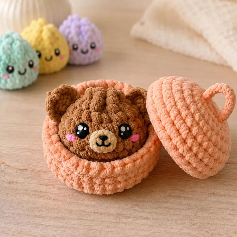 7-in-1  Dumplings & Steamer Crochet Pattern PDF – 7 Cute No-Sew Animal Dumplings | Beginner Digital Download with Step-by-Step Video Tutorial